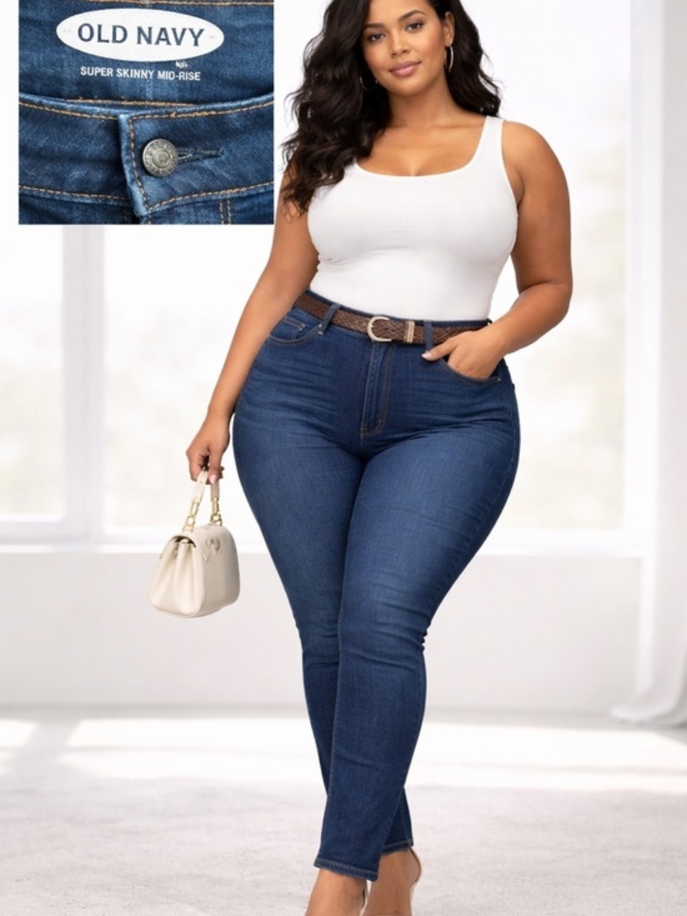 Old Navy Blue Super Skinny Mid-Rise Jeans